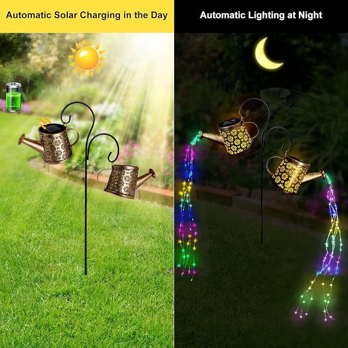 Solar Watering Can Lights Outdoor, IP65 Waterproof Garden Decor Solar Garden - Image 4