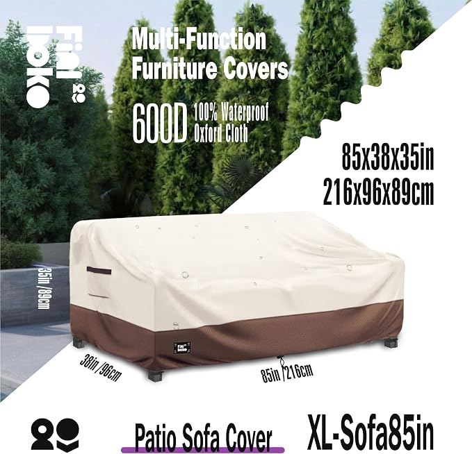3-seater Outdoor Couch Cover, 100% Waterproof Heavy Duty Patio Furniture Covers - Image 2