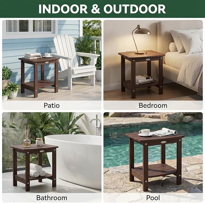 Y&M Outdoor Side Table, HIPS Adirondack Small Double Layer Table, Waterproof - Image 5