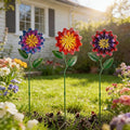 Metal Flowers for Outside, 3 Pack Flowers Decorative Garden Stakes Spring Decor by SATHGA