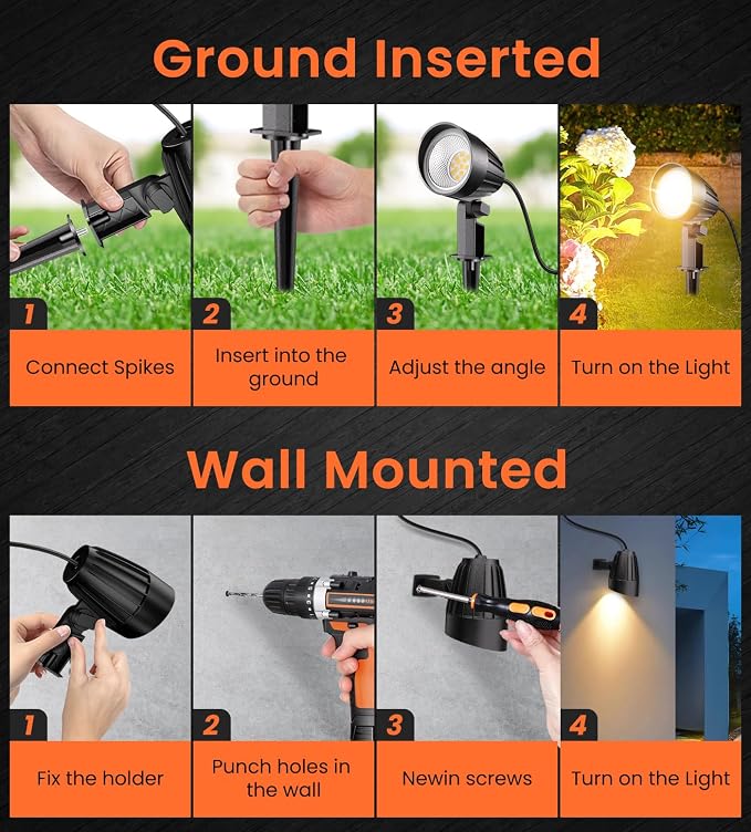 MEIKEE 7W 800LM Low Voltage Landscape Lighting, 12V 24V 2700K Warm White LED - Image 7