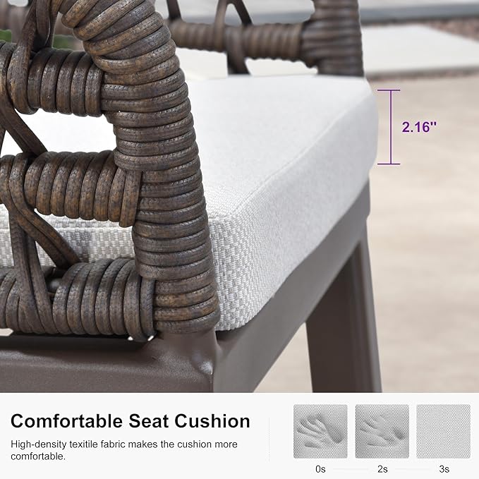 PURPLE LEAF Outdoor Rattan 24" Counter Height Bar Stools Chair Set of 2 - Image 5