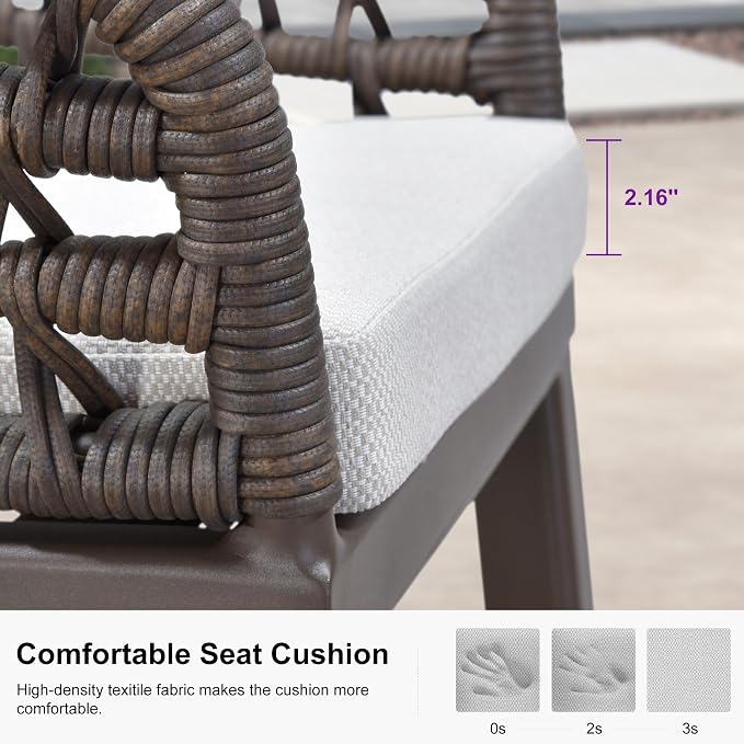 PURPLE LEAF Outdoor Rattan 29" Bar Stools Set of 2, Modern Boho Aluminum Patio - Image 5