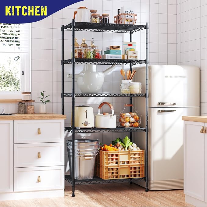 5-Tier Shelf 1010LBS Storage Shelves Adjustable Wire Shelving Metal Shelving - Image 2