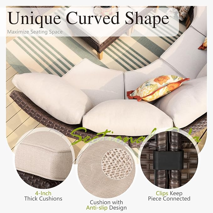 Sophia & William Half-Moon Outdoor Patio Furniture Set 8 Piece Large & High - Image 4