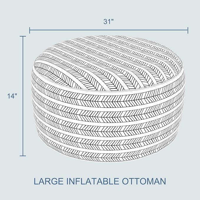LVTXIII Indoor/Outdoor Extra Large Inflatable Ottoman Pouf D31 x H14 Inch - Image 3