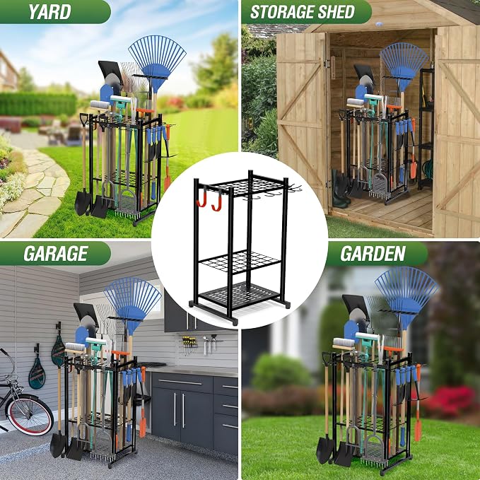 Garden Tool Organizer Rack Up to 50 Tools, Heavy-Duty Steel Yard Tool Organizer - Image 6