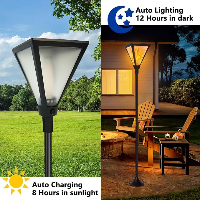Upgraded Extra-Tall Solar Lights Outdoor, 2 Pack Flickering Flame Solar Torch - Image 3