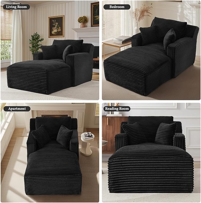 65.4" Chaise Lounge Chair Indoor, Oversized Boneless Couch Comfy Upholstered - Image 7