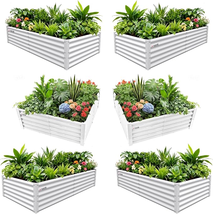 A ANLEOLIFE Set of 6, 18 Inch Tall Antique White Raised Garden Beds Kit by AAnleolife