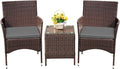Devoko Patio Porch Furniture Sets 3 Pieces PE Rattan Wicker Chairs by DEVOKO