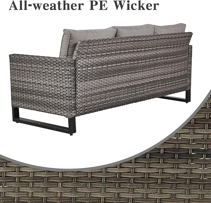 Belord Wicker Patio Furniture 5 Piece Outdoor Sofa Set, Oversize Outdoor Dining - Image 9