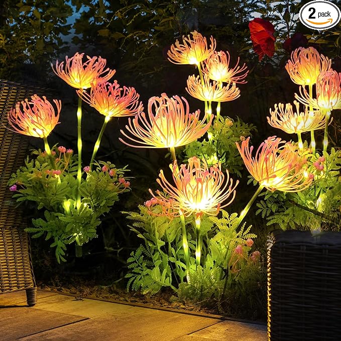 Solar Garden Lights Glowing Flowers & Stems, Outdoor Garden Decoration by StarryMine