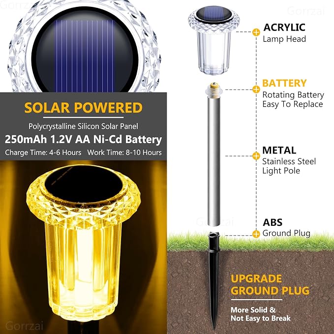 Solar Lights Outdoor 15 Pack Solar Pathway Lights LED Waterproof Stainless - Image 2