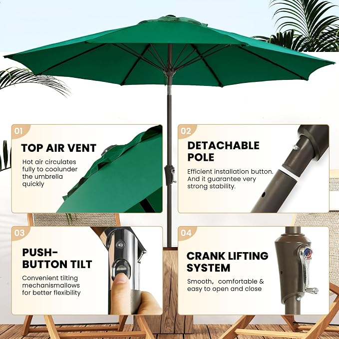 Ayge 9FT Large Outdoor Patio Umbrella Market Table Umbrella-UV Resistant - Image 2
