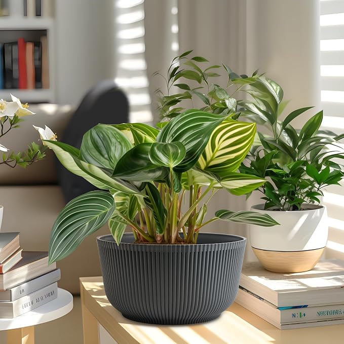 T4U 10 Inch Self Watering Pots for Indoor Plants, Plastic Plant Pots - Image 6