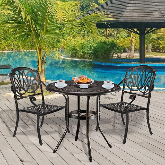 VINGLI 32" Outdoor Dining Table, Round Patio DiningTable - Image 9