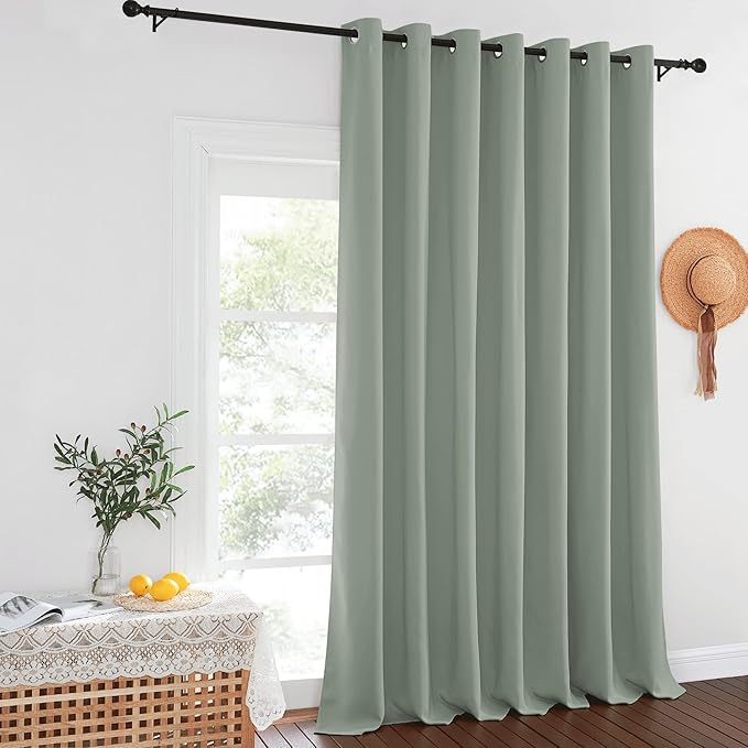 NICETOWN Sage Green Sliding Door Curtains 95 inches Long by NICETOWN