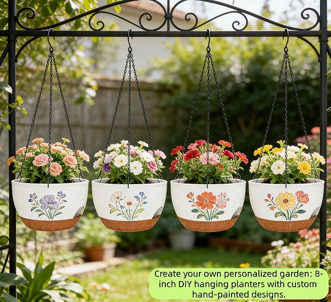 Set of 2-8 Inch Self Watering Hanging Planters - Image 4
