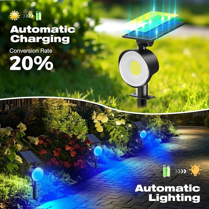 nipify 2 Pack Solar Spot Lights Outdoor Waterproof, Solar Spotlight Light - Image 4