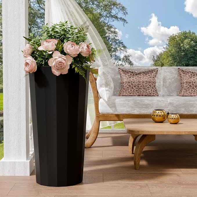 23.6" Tall Outdoor Planters Set of 2, Large Planters - Image 6
