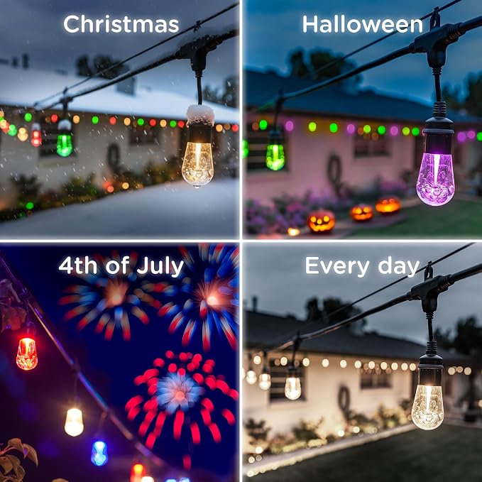 Enbrighten Vintage Outdoor String Lights, 12 RGB Acrylic Bulbs, Weatherproof - Image 8