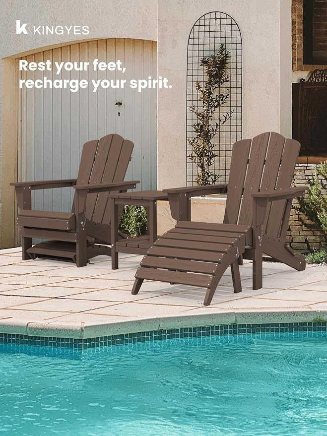 KINGYES Folding Adirondack Ottomans Set of 4 - Image 3