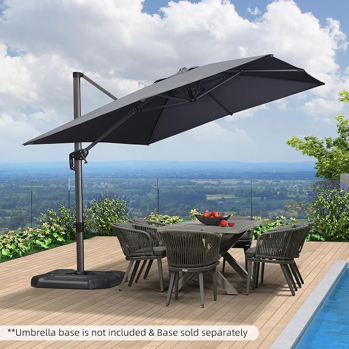 PURPLE LEAF 9' X 11.5' Patio Umbrella Outdoor Cantilever Rectangle Umbrella - Image 2