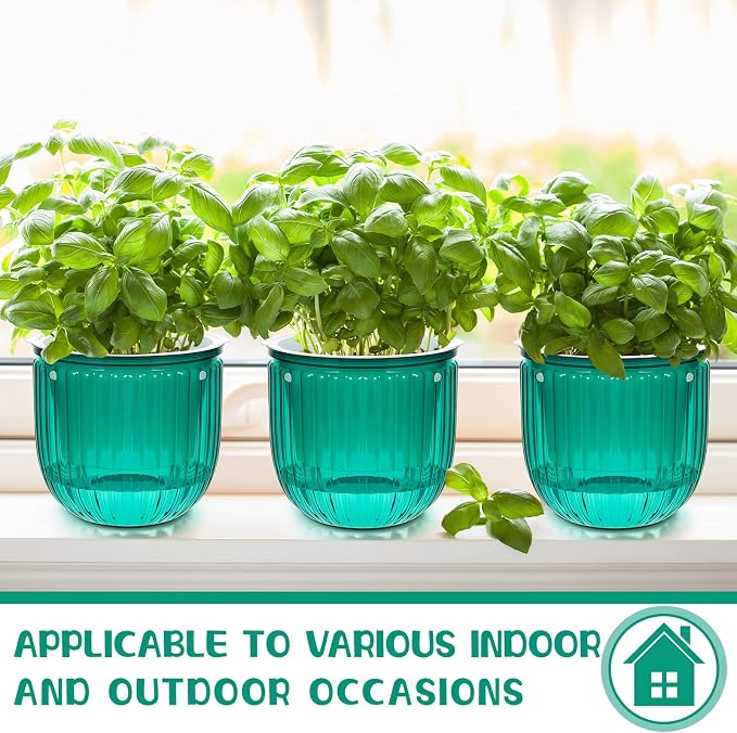 Meanplan 4 Pcs Self Watering Hanging Planter Indoor 6.5 Inch Hanging Baskets - Image 6