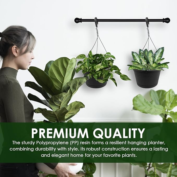 10in Euro Hanging Planters for Indoor Plants 2 Pieces 10inch Hanging Planter - Image 4