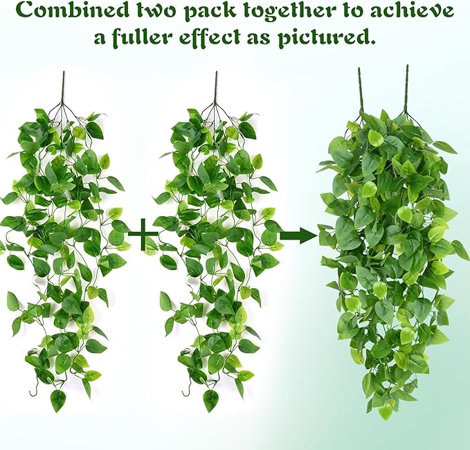 Waipfaru Fake Hanging Plants, Faux Ivy Pothos Vines Greenery - Image 5