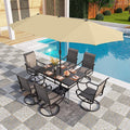 PHI VILLA 8 Piece Outdoor Furniture Patio Dining Set, 6 Swivel Textilene Fabric by PHIVILLAThepioneerofcomfortablehouseholdsupplies