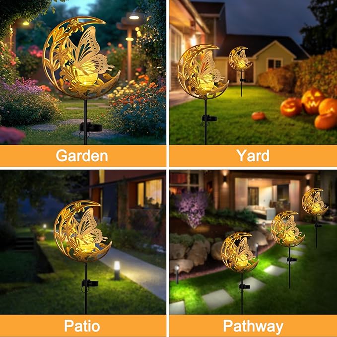 JOBOSI Solar Moon Butterfly Decorative Gift, Solar Butterfly Ground Stake Light - Image 8