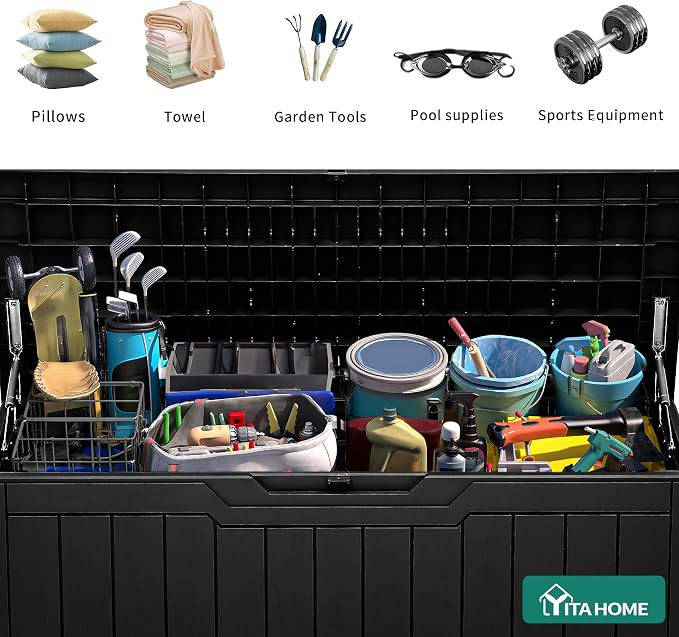 YITAHOME 80 Gallon Outdoor Storage Box, Large Water Resistant Resin Deck Box - Image 4