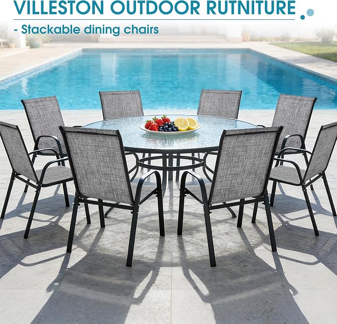 Outdoor Stackable Chairs Set of 8, Stacking Patio Chairs - Image 7