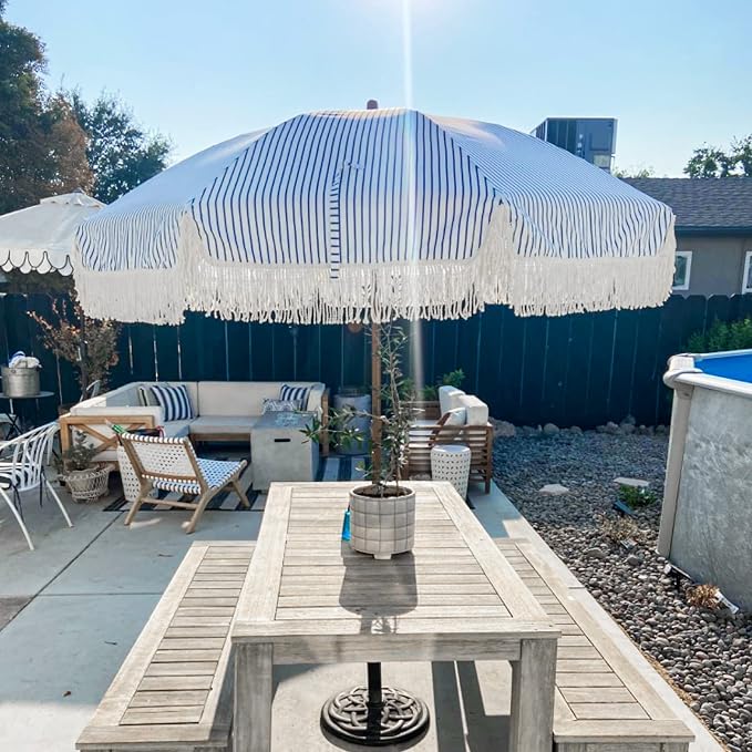 AMMSUN 7ft Patio Umbrella with Fringe Outdoor Tassel Umbrella UPF50+ Premium - Image 5