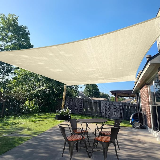 SUNLAX Sun Shade Sail 13' x 17' Butter Cream Rectangle Canopy Sail Shade Cover by SUNLAX