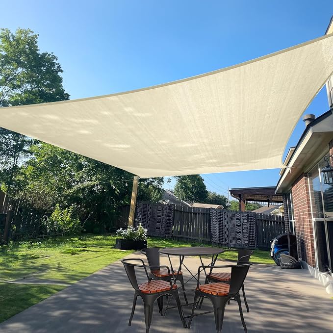 SUNLAX Sun Shade Sail 7' x 20' Butter Cream Rectangle Canopy Sail Shade Cover by SUNLAX