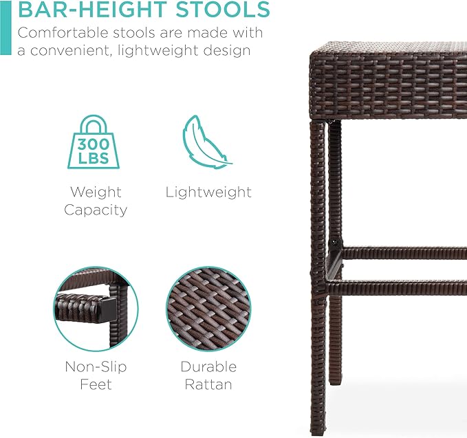 Best Choice Products 5-Piece Outdoor Wicker Bar Table Set - Image 3