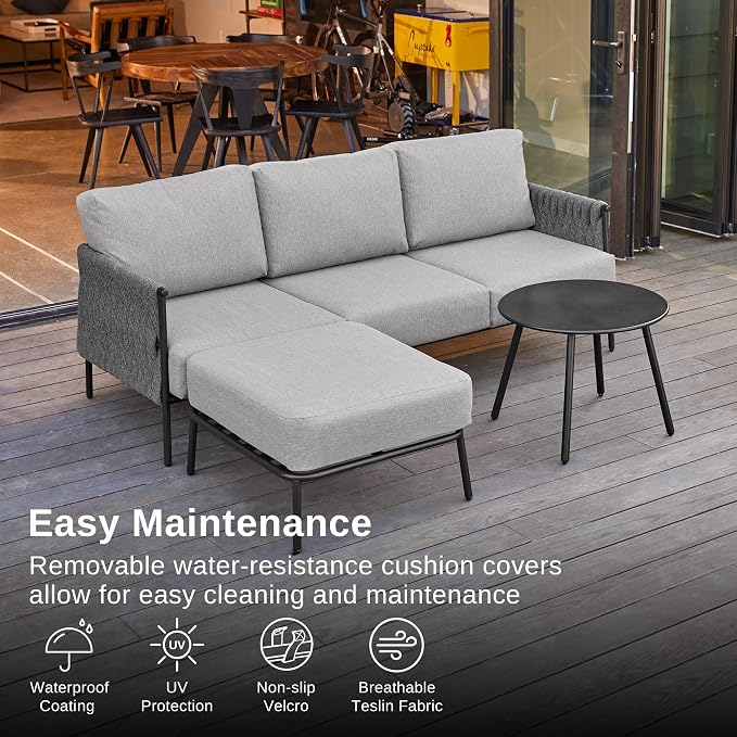 East Oak Patio Furniture Set, Outdoor Furniture Sectional Sofa Set - Image 2