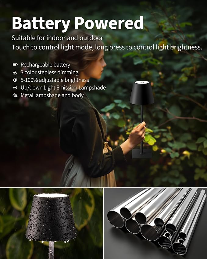 KDG 2 Pack Cordless Table Lamp, Portable LED Desk Lamps, 5000mAh Battery - Image 4