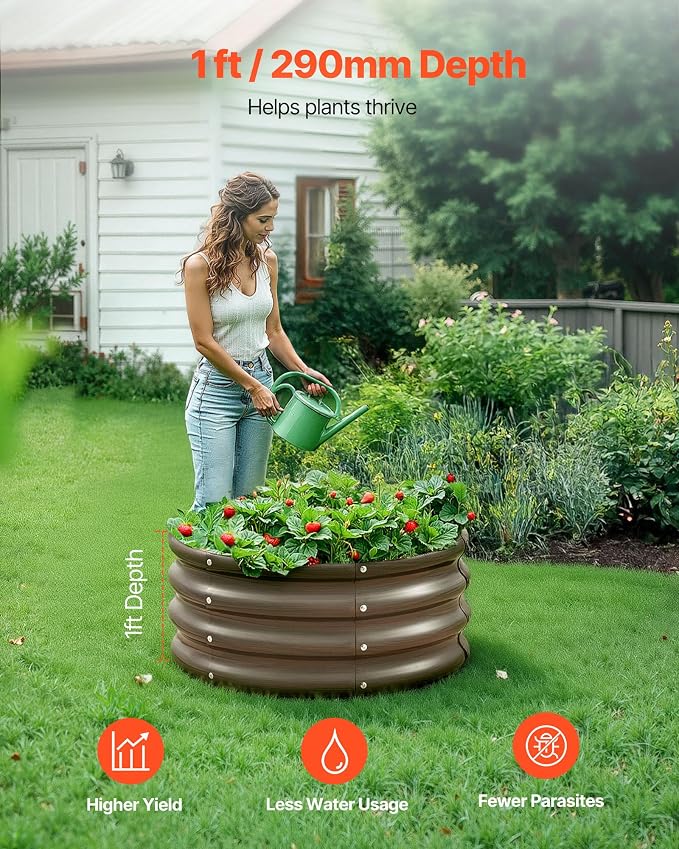 VEVOR 3 Pcs 2x2x1ft Round Galvanized Raised Garden Bed Kit, Outdoor Metal - Image 2