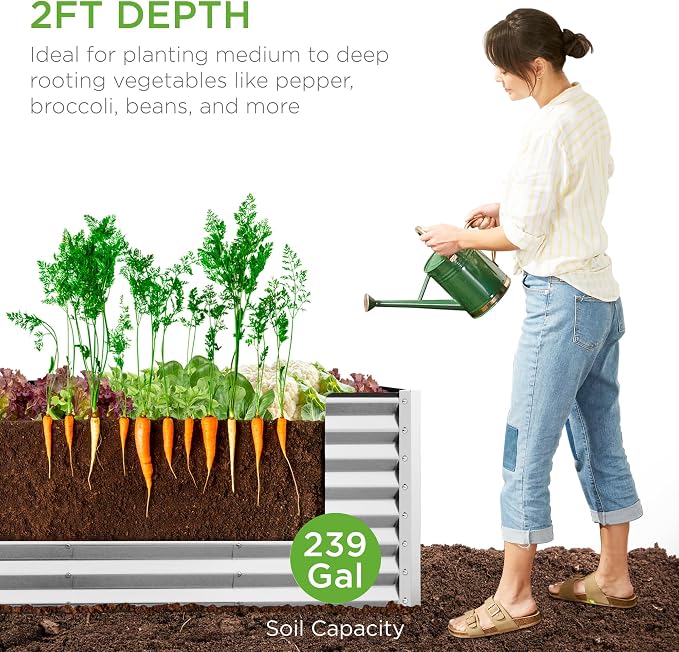 Best Choice Products 8x2x2ft Raised Outdoor Metal Garden Bed, Deep Root Box - Image 4