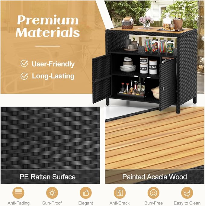 Tangkula Rattan Outdoor Storage Cabinet, Patiojoy Outdoor Cabinet - Image 4