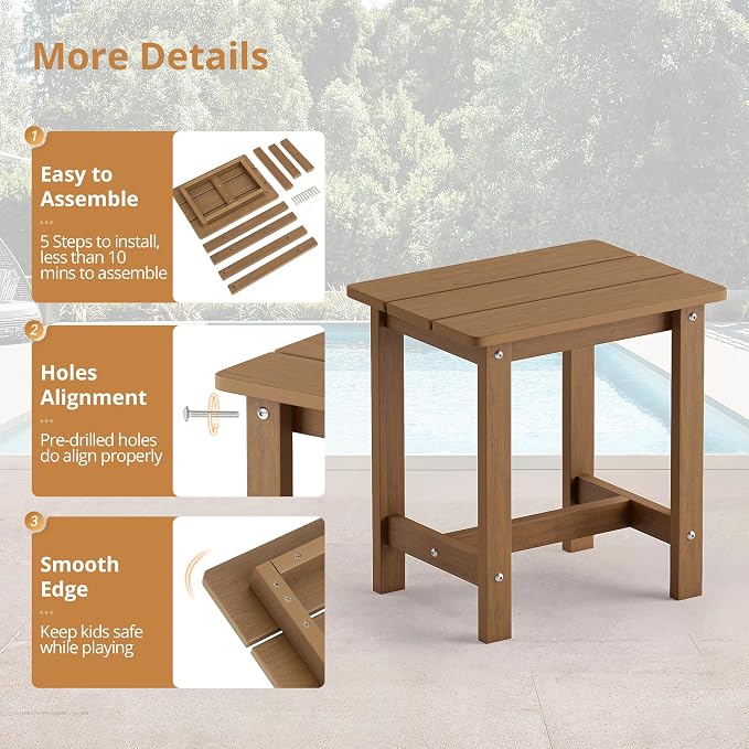 LUE BONA Outdoor Side Table, HDPS Small Outdoor Table, Adirondack Side Table - Image 7