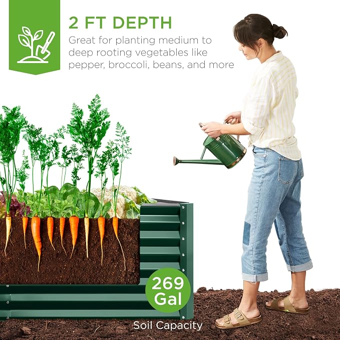 Best Choice Products 6x3x2ft Outdoor Metal Raised Garden Bed, Deep Root Box - Image 3