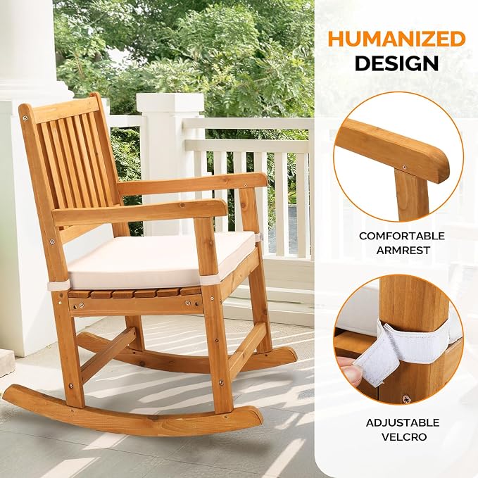 VINGLI Outdoor Rocking Chair, Weatherproof Rocker - Image 4