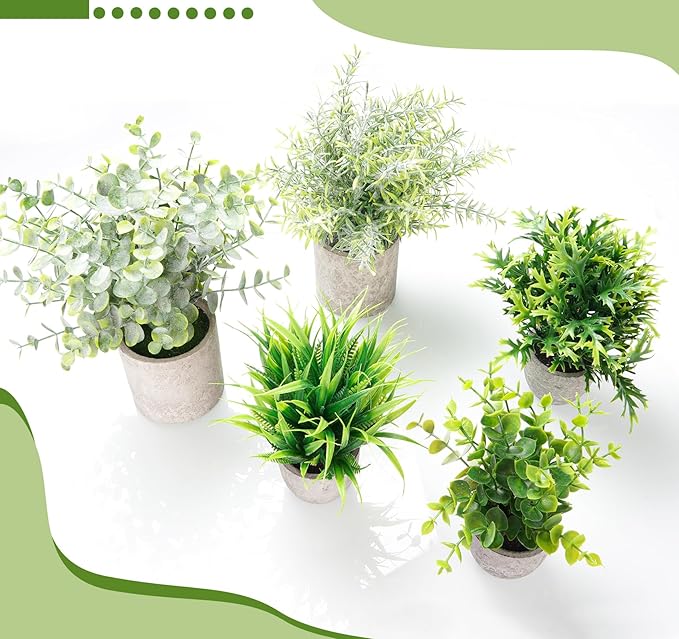 Fake Plants, Eucalyptus Greenery Plastic Fake Green Grass Plants - Image 7
