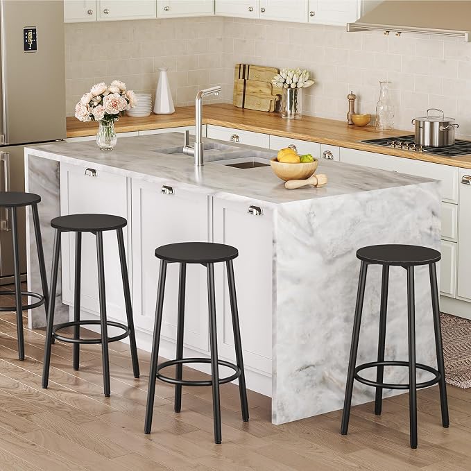 HOOBRO Bar Stools, Kitchen Round Height Stools - Image 4