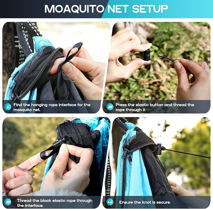 Camping Hammock Mosquito Net, Double & Single Portable Hammocks Hammocks - Image 4